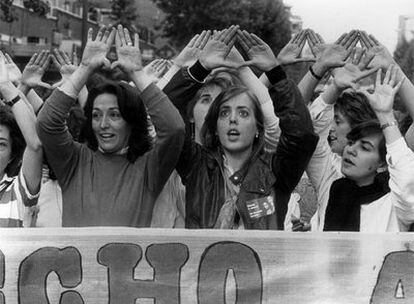 Manifestación a favor del aborto en 1983, en Madrid.