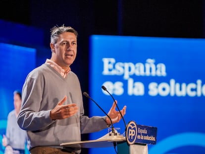 El coordinador general del partido y líder del PPC, Xavier García Albiol, en un acto de campaña en Salou.