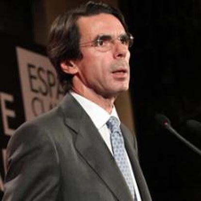 José María Aznar durante la presentación de un libro