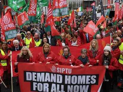 Manifestación por el derecho a la vivienda, el pasado 3 de octubre en Dublín (Irlanda).