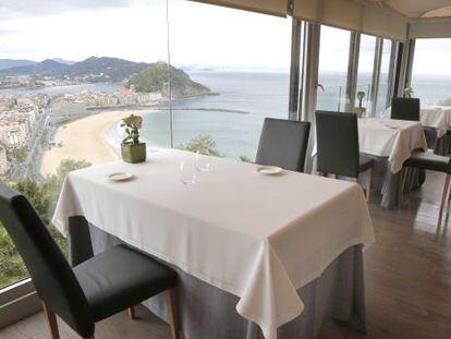 Los ventanales del restaurante Mirador de Ulía, en San Sebastián.