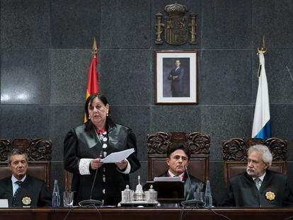 La fiscal superior de las islas, María Farnés, durante el acto de la apertura del Año Judicial en la comunidad autónoma.
