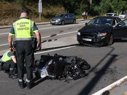 Accidente de un motorista en la ciudad de Vigo.