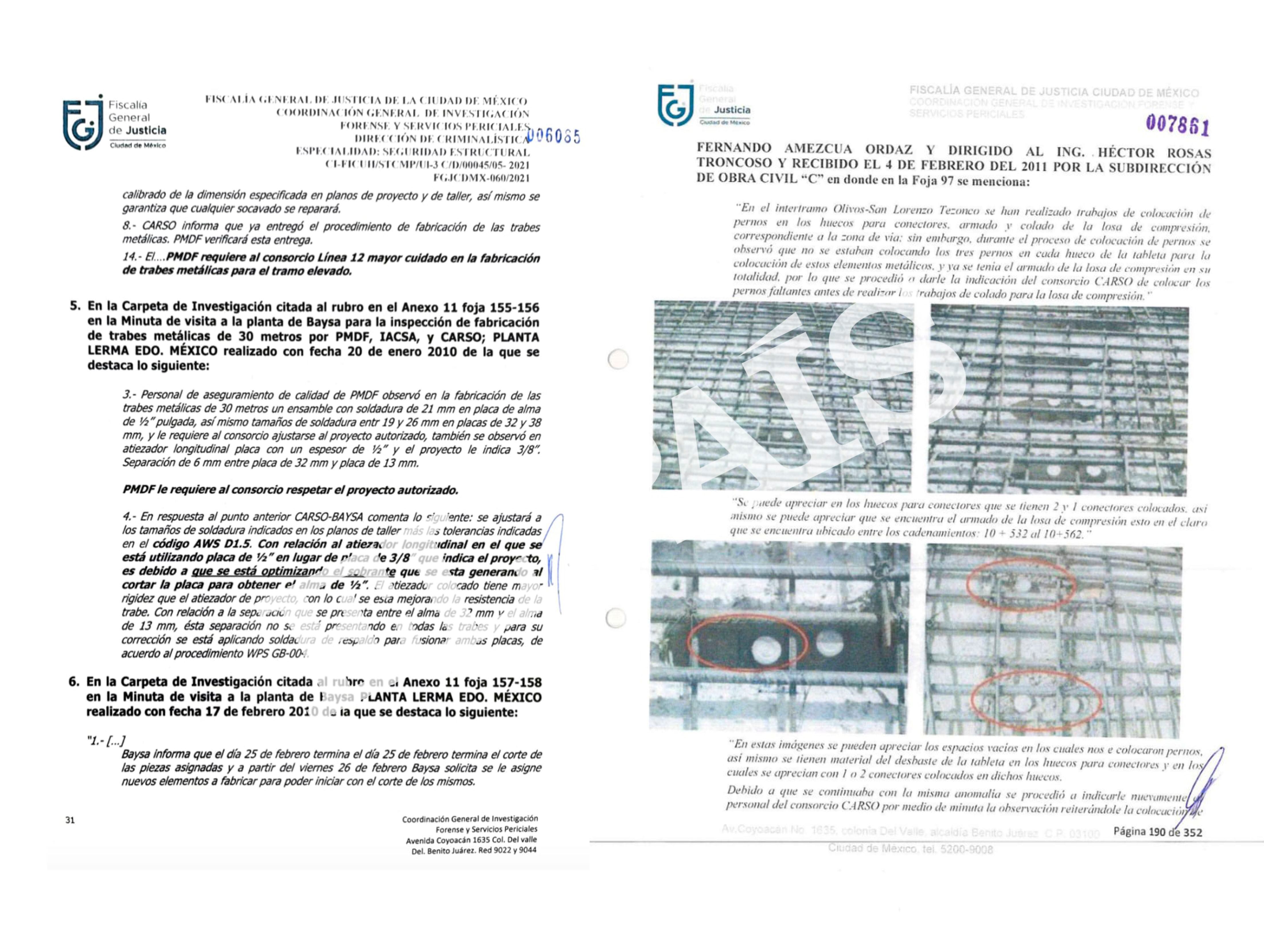 Copia de la carpeta de investigación de la Fiscalía de Ciudad de México sobre la Línea 12.