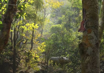 Reconstrucción de una ardilla voladora en los bosques de Cataluña y Francia hace 10 millones de años.