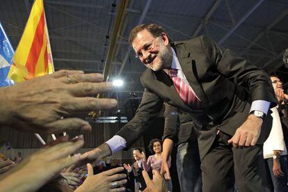 Mariano Rajoy en el polideportivo de Can Vinader.