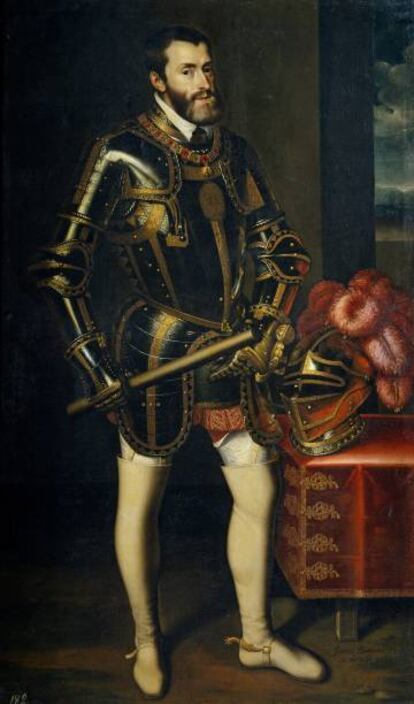 El rey Carlos I de España y V de Alemania retratado por Juan Pantoja de la Cruz. La pintura forma parte de la colección del Museo del Prado (Madrid).