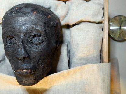 La cabeza de la momia del fara&oacute;n Tutankam&oacute;n.