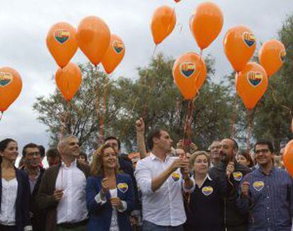 El presidente de Ciutadans, Albert Rivera, asiste al acto organizado por su partido con motivo de la Diada.