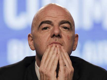 Infantino, presidente de la FIFA, durante una conferencia este jueves en Buenos Aires.