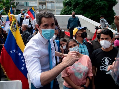 Juan Guaidó, después de una conferencia de prensa en Caracas, el pasado 3 de febrero.