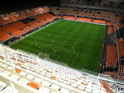 Partido entre el Valencia y Atalanta disputado en Mestalla el pasado 10 de marzo.