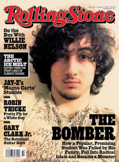 The cover of 'Rolling Stone' with the author of the Boston massacre.