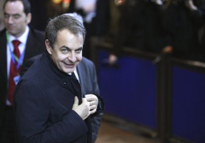 Zapatero, a su llegada a la última cumbre europea en Bélgica.