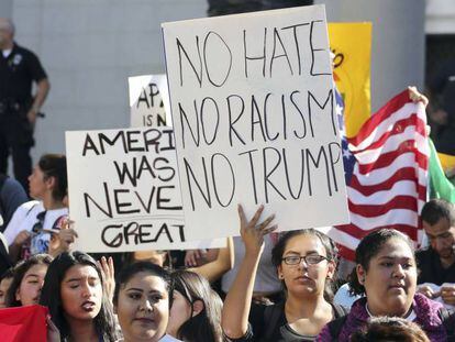 Protestas en Los Ángeles contra la elección de Donald Trump.