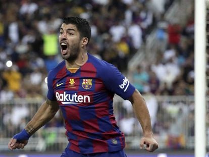 Luis Suárez, en el Barça-Atlético de la Supercopa.