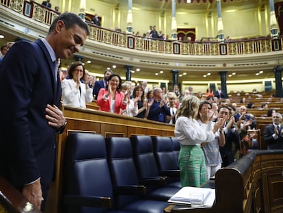 Pedro Sánchez, durante la primera jornada del debate sobre el estado de la nación.