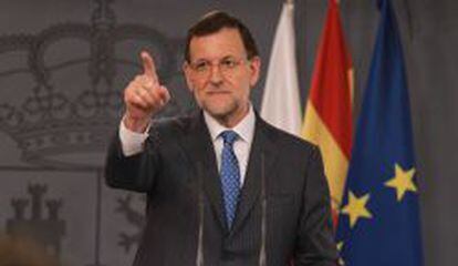 El presidente del Gobierno, Mariano Rajoy, durante su comparecencia de hoy.