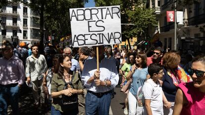 Manifestación contra el derecho al aborto en Madrid.