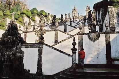 La escalera del santuario del Bom Jes&uacute;s do Monte, en Braga (Portugal). 