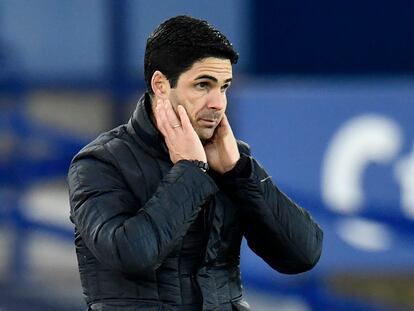 Arteta, durante el encuentro ante el Everton.