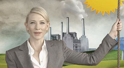 La actriz australiana Cate Blanchett, en un momento de su anuncio a favor del impuesto que grava la contaminación.