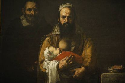 Un detalle del lienzo 'La mujer barbuda (Magdalena Ventura con su marido)', de José de Ribera.