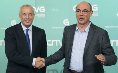 Pachi Vázquez y Francisco Jorquera antes de comenzar el debate
