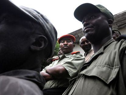 Bosco Ntaganda (centro), en 2009 en Goma, en el este de Congo.