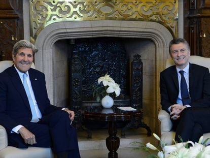 El presidente Mauricio Macri recibe en la Casa Rosada al secretario de Estado de EEUU, John Kerry.
