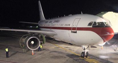 El Airbus A310 de la fuerza a&eacute;rea espa&ntilde;ola en el que viajaba la reina Sof&iacute;a