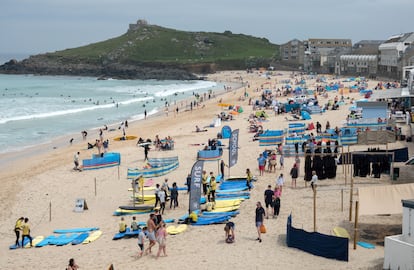Aspecto de la playa británica de Portheor, en St Ives, el pasado día 2 de junio.