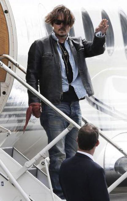 Johnny Depp a su llegada a Australia.