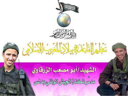 Dos imágenes del terrorista suicida argelino de 15 años Nabil Belkacemi, extraídas de la <i>web</i> islamista.