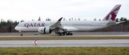 Un avión de Qatar Airways, en Madrid.