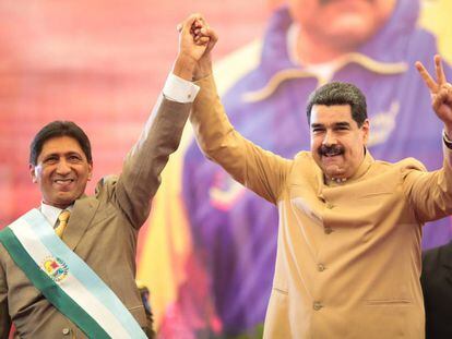 Maduro en el juramento del gobernador de Barinas, Argenis Ch&aacute;vez.