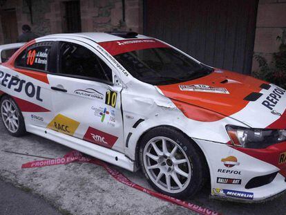 El coche del Rally de Cantabria causante del accidente.