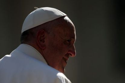 El papa Francisco, hoy en la audiencia semanal.