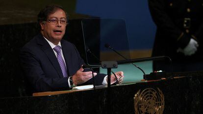 Petro, en un momento de su discurso en la Asamblea General de la ONU, el 20 de septiembre.
