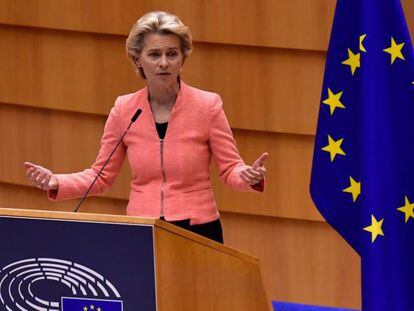 Ursula von der Leyen, en su primer discurso dentro del debate sobre el estado de la Unión Europea.  