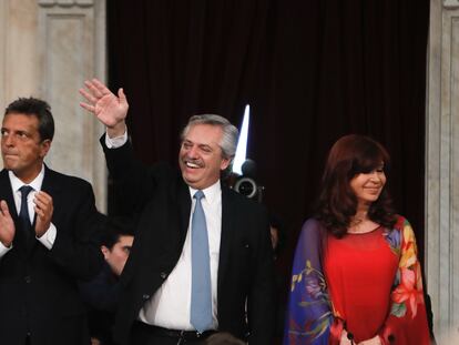 El presidente argentino, Alberto Fernández, y la vicepresidenta, Cristina Fernández, participan en la inauguración de las sesiones ordinarias en el Congreso, el 1 de marzo.