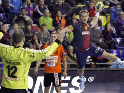 Víctor Tomàs, en un partido de Champions este año. 