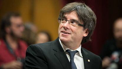 Carles Puigdemont, durante el debate de politica general