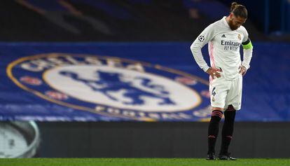Sergio Ramos en Real Madrid vs Chelsea de la Champions League
