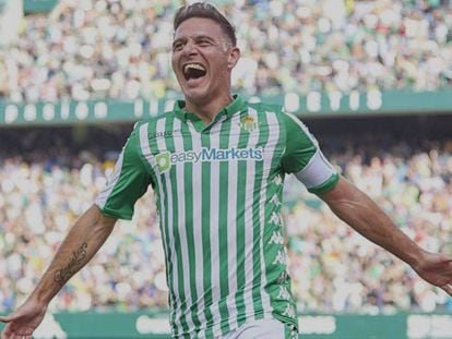 Joaquín celebra el tercer gol ante el Athletic. En vídeo, declaraciones del jugador tras el partido.