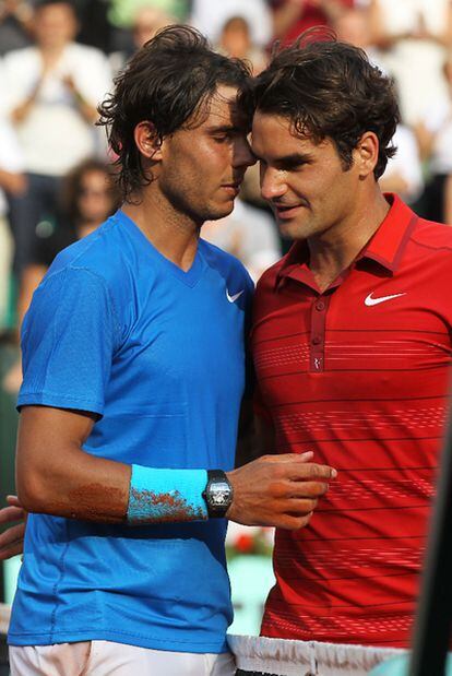 Nadal y Federer, al término del partido.