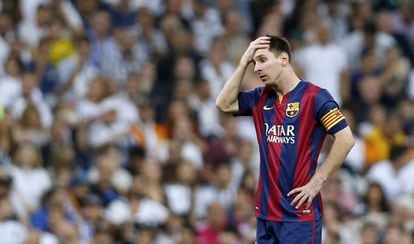 Messi, en el &uacute;ltimo partido del Barcelona en el Bernab&eacute;u. 