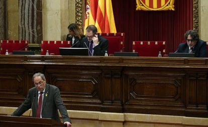 Quim Torra, en una sesión del Parlamento de Cataluña.