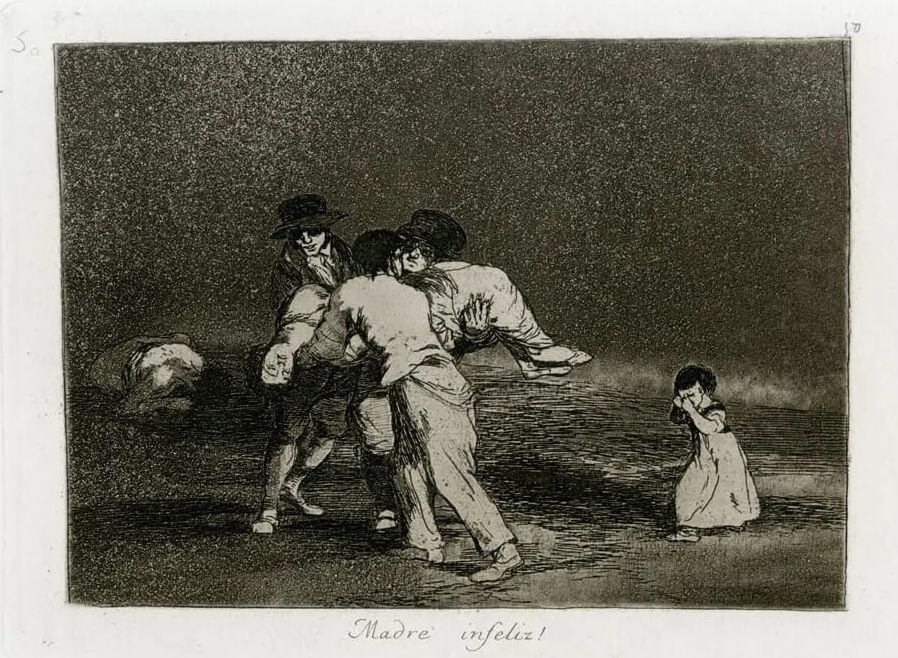 'Desastres de la guerra 50': '¡Madre infeliz!, de Francisco de Goya (h. 1811-1812). Primera edición.