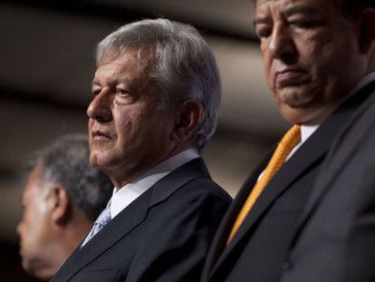 López Obrador en la rueda de prensa.